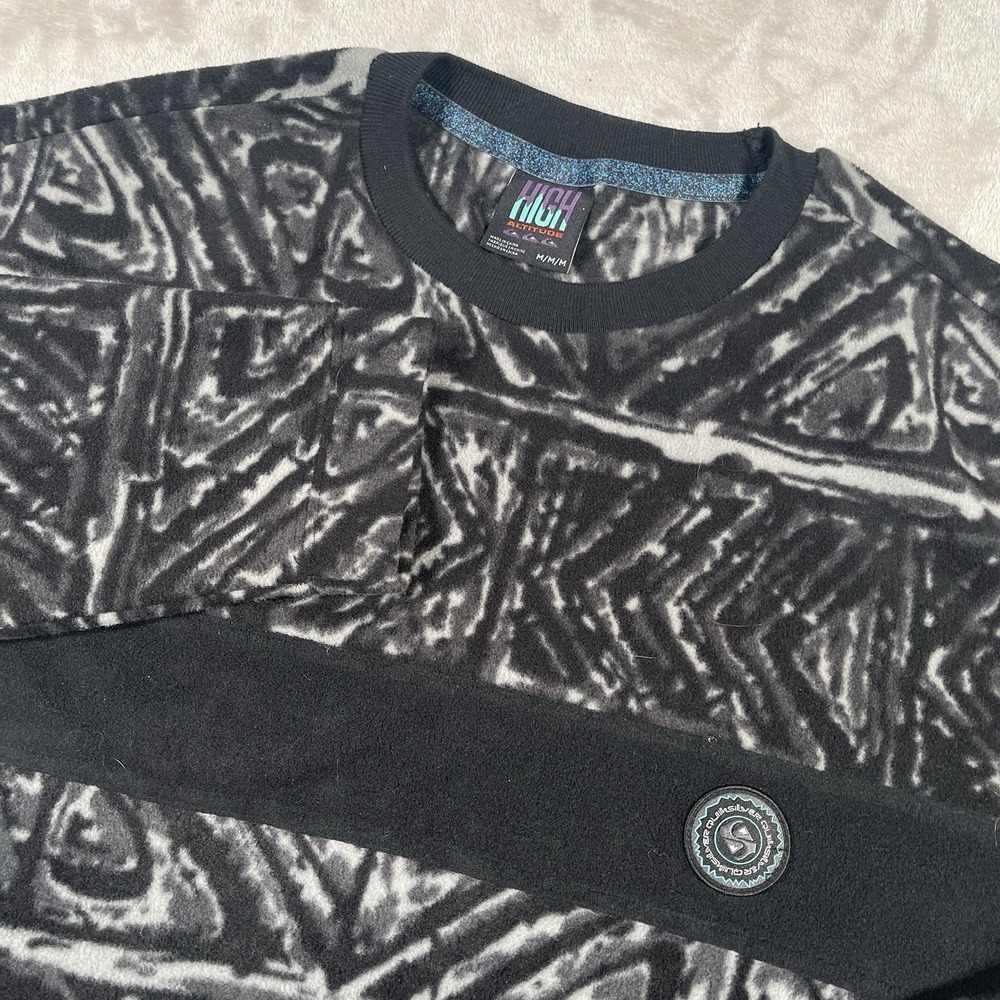 Quiksilver flame on fleece high Altitude Sweater Mens M Black/gray